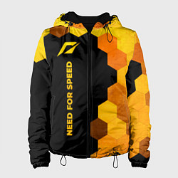 Куртка с капюшоном женская Need for Speed - gold gradient: по-вертикали, цвет: 3D-черный