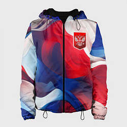 Куртка с капюшоном женская Красный герб России, цвет: 3D-черный