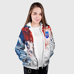 Куртка с капюшоном женская Краски и герб России, цвет: 3D-белый — фото 2