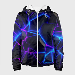 Куртка с капюшоном женская Синий и фиолетовый неон, цвет: 3D-белый