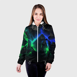 Куртка с капюшоном женская Разлом синих и зеленых плит, цвет: 3D-белый — фото 2