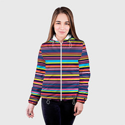 Куртка с капюшоном женская Яркие полоски, цвет: 3D-белый — фото 2