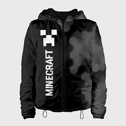 Куртка с капюшоном женская Minecraft glitch на темном фоне: по-вертикали, цвет: 3D-черный