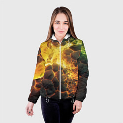 Куртка с капюшоном женская Разлом плит из лавы, цвет: 3D-белый — фото 2