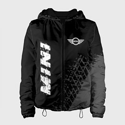 Куртка с капюшоном женская Mini speed на темном фоне со следами шин: надпись,, цвет: 3D-черный