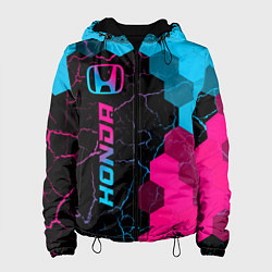 Куртка с капюшоном женская Honda - neon gradient: по-вертикали, цвет: 3D-черный