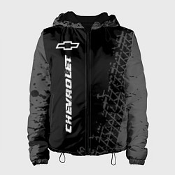 Куртка с капюшоном женская Chevrolet speed на темном фоне со следами шин: по-, цвет: 3D-черный