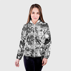 Куртка с капюшоном женская Тату битвы ангелов и демонов, цвет: 3D-белый — фото 2