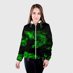 Куртка с капюшоном женская Зеленые пирамиды, цвет: 3D-белый — фото 2