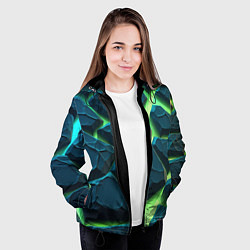 Куртка с капюшоном женская Камни в неоне, цвет: 3D-черный — фото 2
