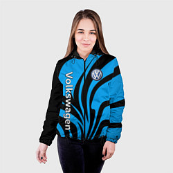 Куртка с капюшоном женская Фольцваген - спокойный синий, цвет: 3D-черный — фото 2