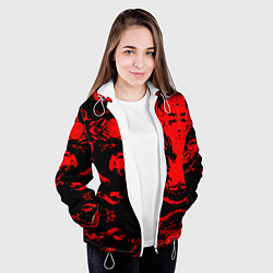 Куртка с капюшоном женская Черный дракон на красном небе, цвет: 3D-белый — фото 2