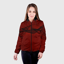 Куртка с капюшоном женская Абстракция спираль, цвет: 3D-черный — фото 2