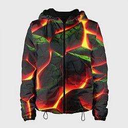 Куртка с капюшоном женская Зеленые плиты и лава, цвет: 3D-черный