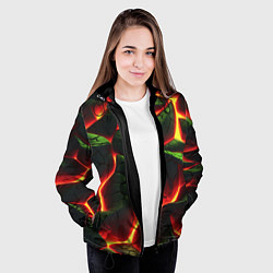 Куртка с капюшоном женская Зеленые плиты и лава, цвет: 3D-черный — фото 2