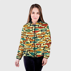 Куртка с капюшоном женская Стайка рыбок, цвет: 3D-черный — фото 2