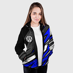 Куртка с капюшоном женская Volkswagen - Синяя абстракция, цвет: 3D-черный — фото 2
