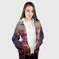Куртка с капюшоном женская Салют в ночном небе, цвет: 3D-белый — фото 2