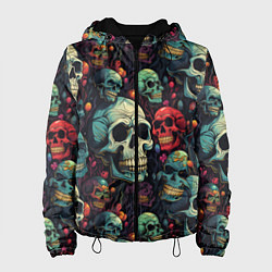 Куртка с капюшоном женская Милый skull, цвет: 3D-черный