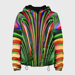 Куртка с капюшоном женская Зеленые прожилки, цвет: 3D-черный