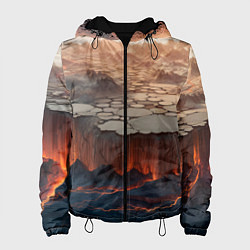 Куртка с капюшоном женская Разлом земли и лавовой поверхности, цвет: 3D-черный