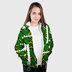 Куртка с капюшоном женская Зеленая микросхема, цвет: 3D-белый — фото 2