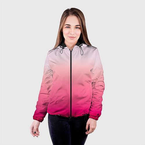 Женская куртка Оттенки розового градиент / 3D-Черный – фото 4