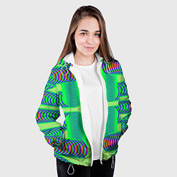 Куртка с капюшоном женская Дуги на зеленом фоне, цвет: 3D-белый — фото 2