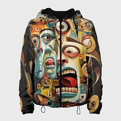 Куртка с капюшоном женская Живопись с лицами в стиле Пабло Пикассо, цвет: 3D-черный