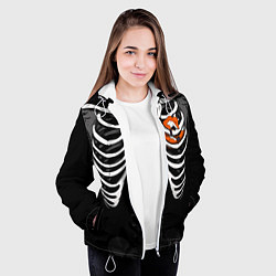 Куртка с капюшоном женская Скелет: ребра с лисой, цвет: 3D-белый — фото 2