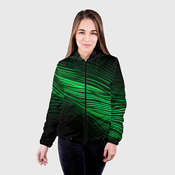 Куртка с капюшоном женская Green neon lines, цвет: 3D-черный — фото 2