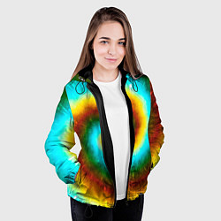 Куртка с капюшоном женская Тай-дай коричневый, цвет: 3D-черный — фото 2