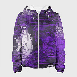 Куртка с капюшоном женская Киберпанк заражение фиолетовое, цвет: 3D-белый