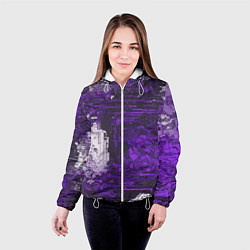 Куртка с капюшоном женская Киберпанк заражение фиолетовое, цвет: 3D-белый — фото 2