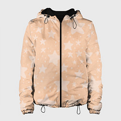 Куртка с капюшоном женская Большие звёзды бежевый, цвет: 3D-черный