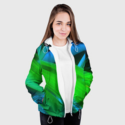 Куртка с капюшоном женская Blue green abstract, цвет: 3D-белый — фото 2