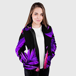 Куртка с капюшоном женская Floral composition - neon, цвет: 3D-черный — фото 2