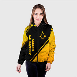 Куртка с капюшоном женская Assassins Creed - gold gradient: надпись, символ, цвет: 3D-черный — фото 2