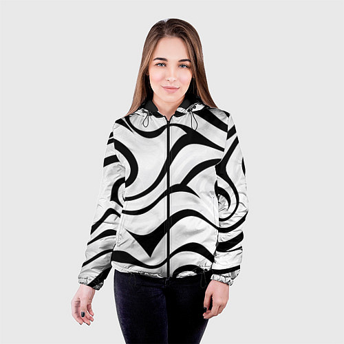 Женская куртка Анималистическая абстракция зебры / 3D-Черный – фото 4