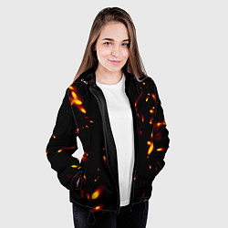 Куртка с капюшоном женская Разлетающиеся искры пламени, цвет: 3D-черный — фото 2