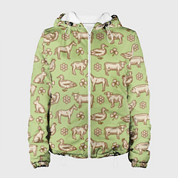 Куртка с капюшоном женская Фермерские животные, цвет: 3D-белый