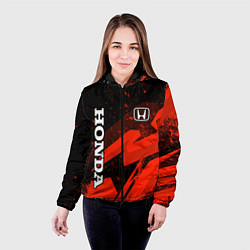 Куртка с капюшоном женская Honda - красная абстракция, цвет: 3D-черный — фото 2