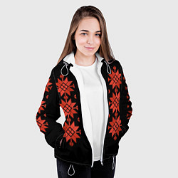 Куртка с капюшоном женская Удмуртский - вертикаль black 2, цвет: 3D-белый — фото 2