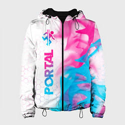Куртка с капюшоном женская Portal neon gradient style: по-вертикали, цвет: 3D-черный