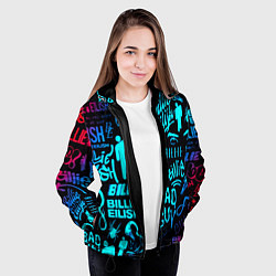Куртка с капюшоном женская Billie Eilish neon pattern, цвет: 3D-черный — фото 2