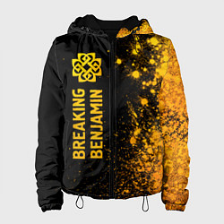 Куртка с капюшоном женская Breaking Benjamin - gold gradient: по-вертикали, цвет: 3D-черный