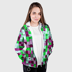 Куртка с капюшоном женская Ретро Квадраты, цвет: 3D-белый — фото 2