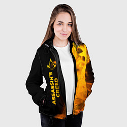 Куртка с капюшоном женская Assassins Creed - gold gradient: по-вертикали, цвет: 3D-черный — фото 2