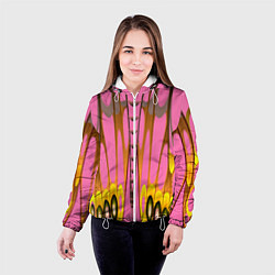 Куртка с капюшоном женская Розовый бабочкин мотив, цвет: 3D-белый — фото 2