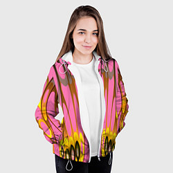 Куртка с капюшоном женская Розовый бабочкин мотив, цвет: 3D-белый — фото 2